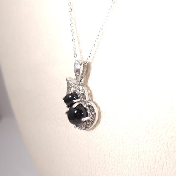 Australian Black Tourmaline Pendant Necklace Sterling Silver - Picture 4 of 12